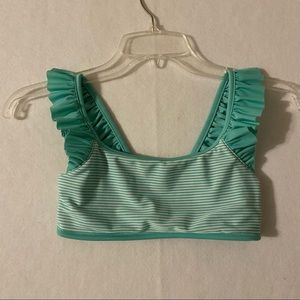 Reversible Girls Striped bikini Cropped top Sz 6 light green white flora…